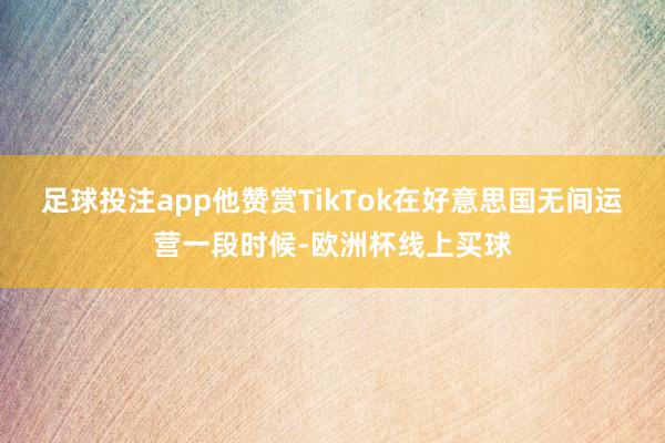 足球投注app他赞赏TikTok在好意思国无间运营一段时候-欧洲杯线上买球