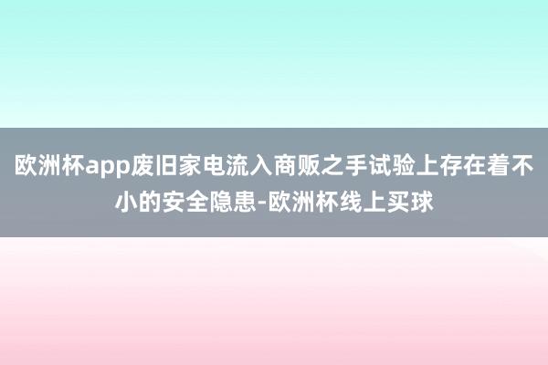 欧洲杯app废旧家电流入商贩之手试验上存在着不小的安全隐患-欧洲杯线上买球
