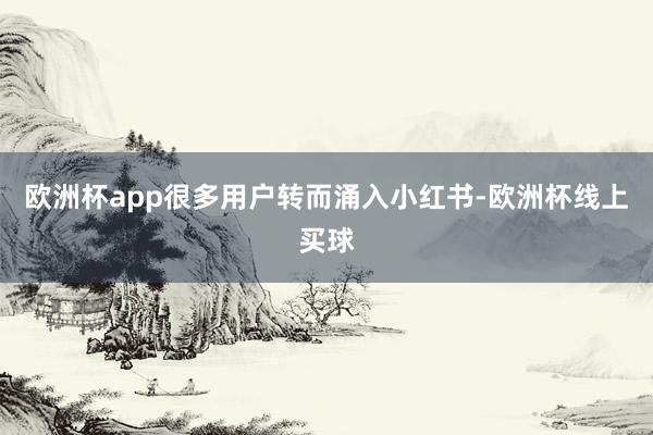 欧洲杯app很多用户转而涌入小红书-欧洲杯线上买球