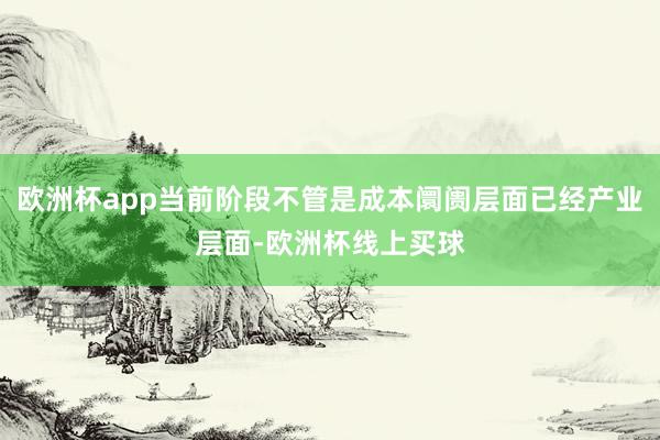 欧洲杯app当前阶段不管是成本阛阓层面已经产业层面-欧洲杯线上买球