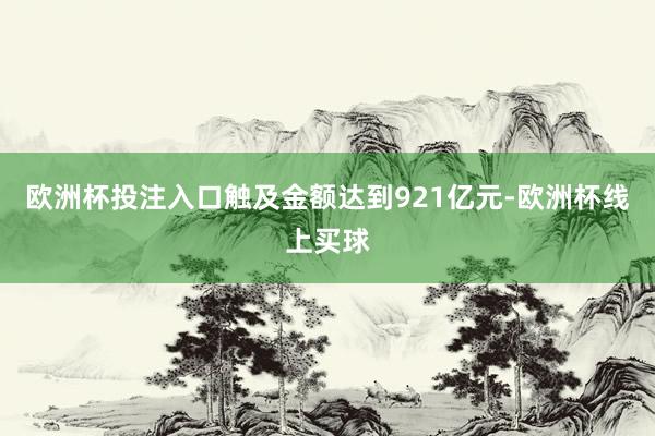 欧洲杯投注入口触及金额达到921亿元-欧洲杯线上买球