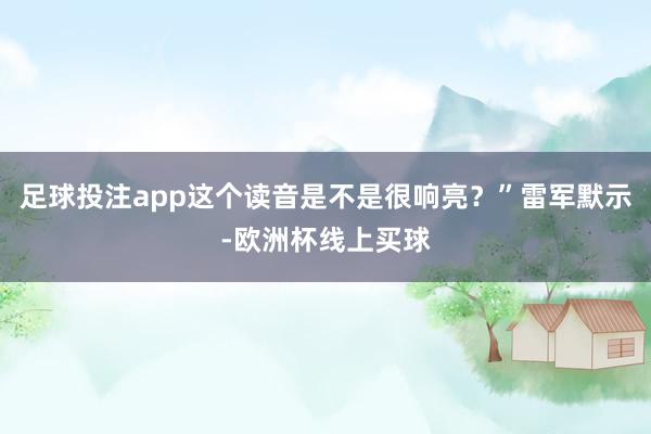 足球投注app这个读音是不是很响亮？”雷军默示-欧洲杯线上买球
