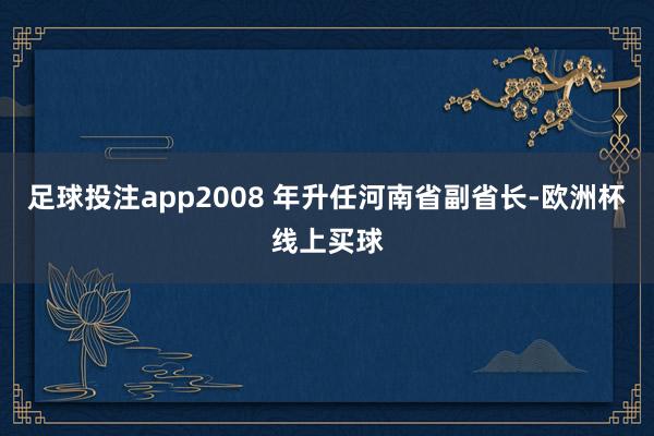 足球投注app2008 年升任河南省副省长-欧洲杯线上买球