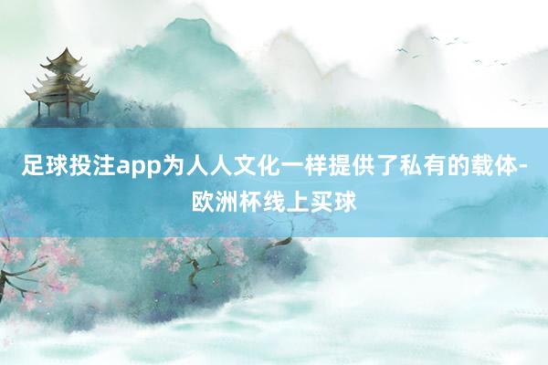 足球投注app为人人文化一样提供了私有的载体-欧洲杯线上买球