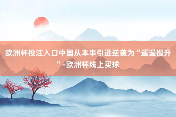 欧洲杯投注入口中国从本事引进逆袭为“遥遥提升”-欧洲杯线上买球