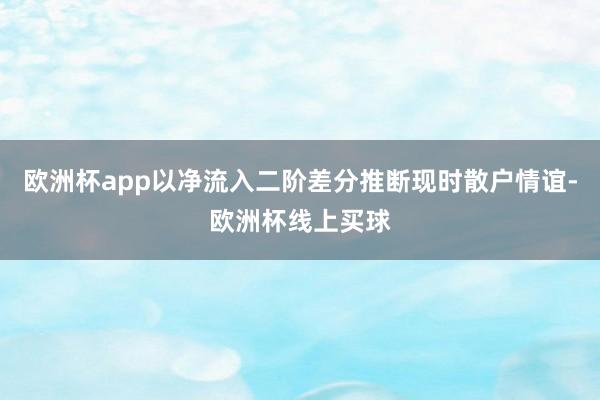 欧洲杯app以净流入二阶差分推断现时散户情谊-欧洲杯线上买球