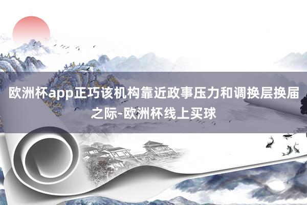 欧洲杯app正巧该机构靠近政事压力和调换层换届之际-欧洲杯线上买球