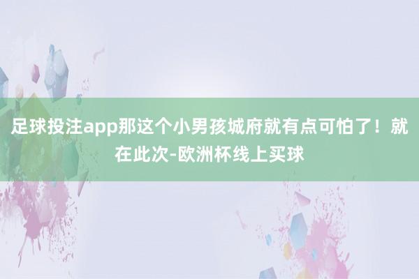 足球投注app那这个小男孩城府就有点可怕了！就在此次-欧洲杯线上买球