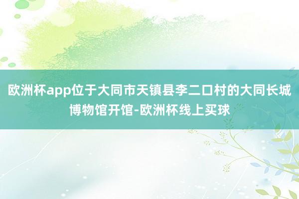 欧洲杯app位于大同市天镇县李二口村的大同长城博物馆开馆-欧洲杯线上买球