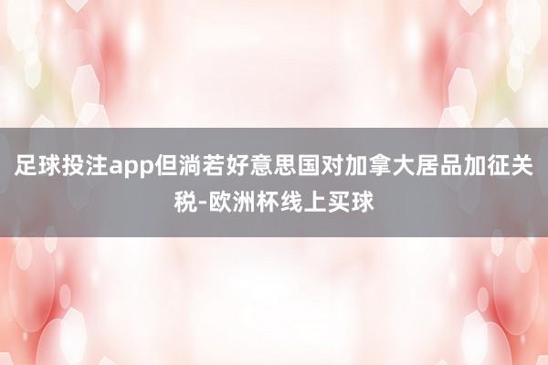 足球投注app但淌若好意思国对加拿大居品加征关税-欧洲杯线上买球